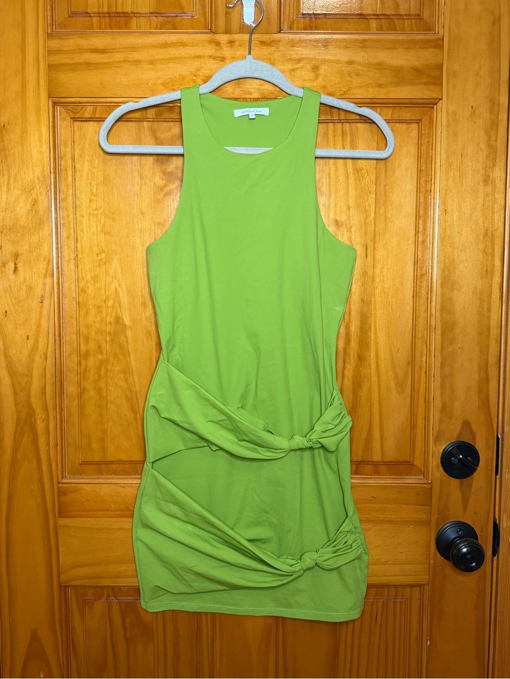 Patrizia Pepe Lime Green Knot-Detail Bodycon Mini Dress Size 1 / US 6 / Small